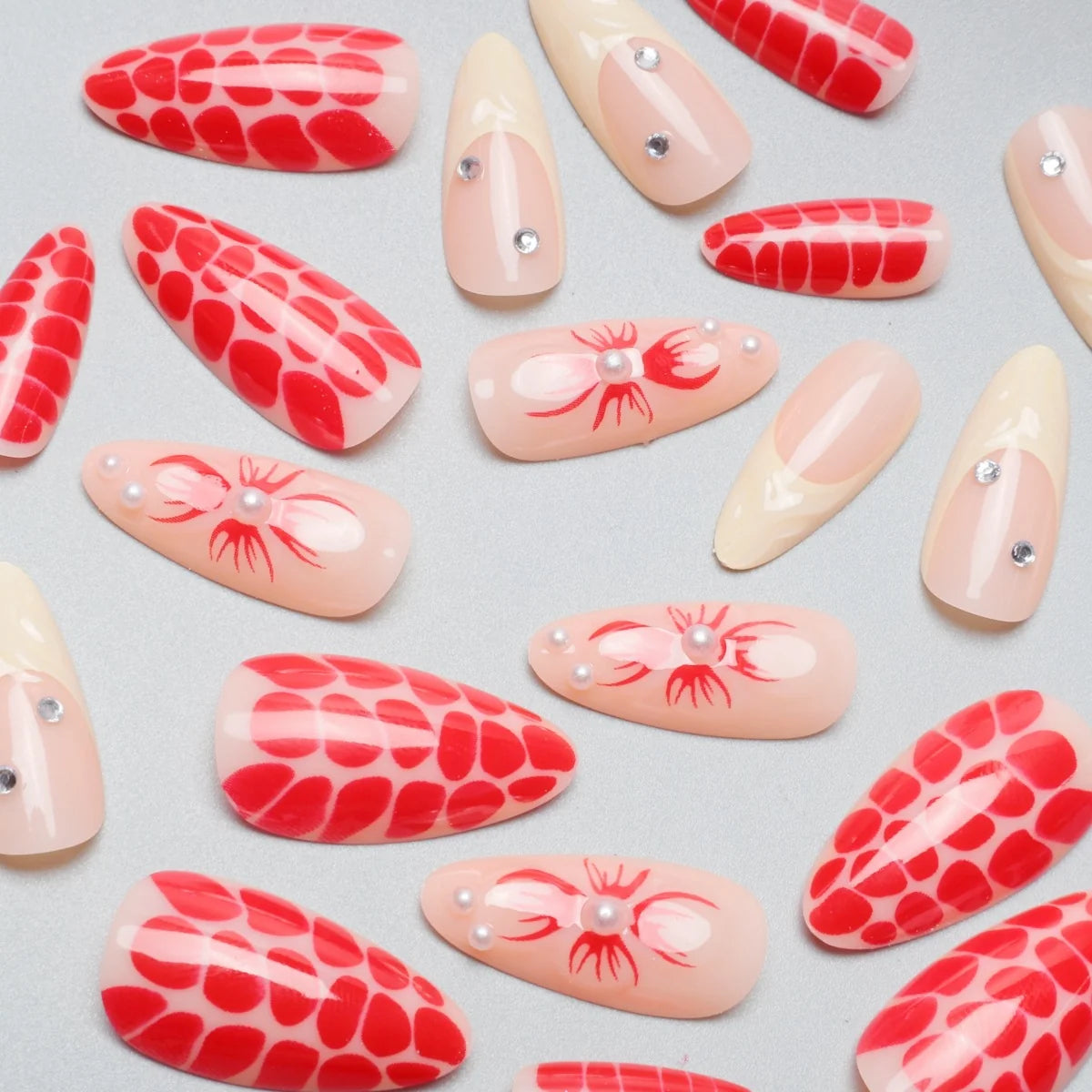 Stiletto Nail Extensions Floral & Textured Press-On Set