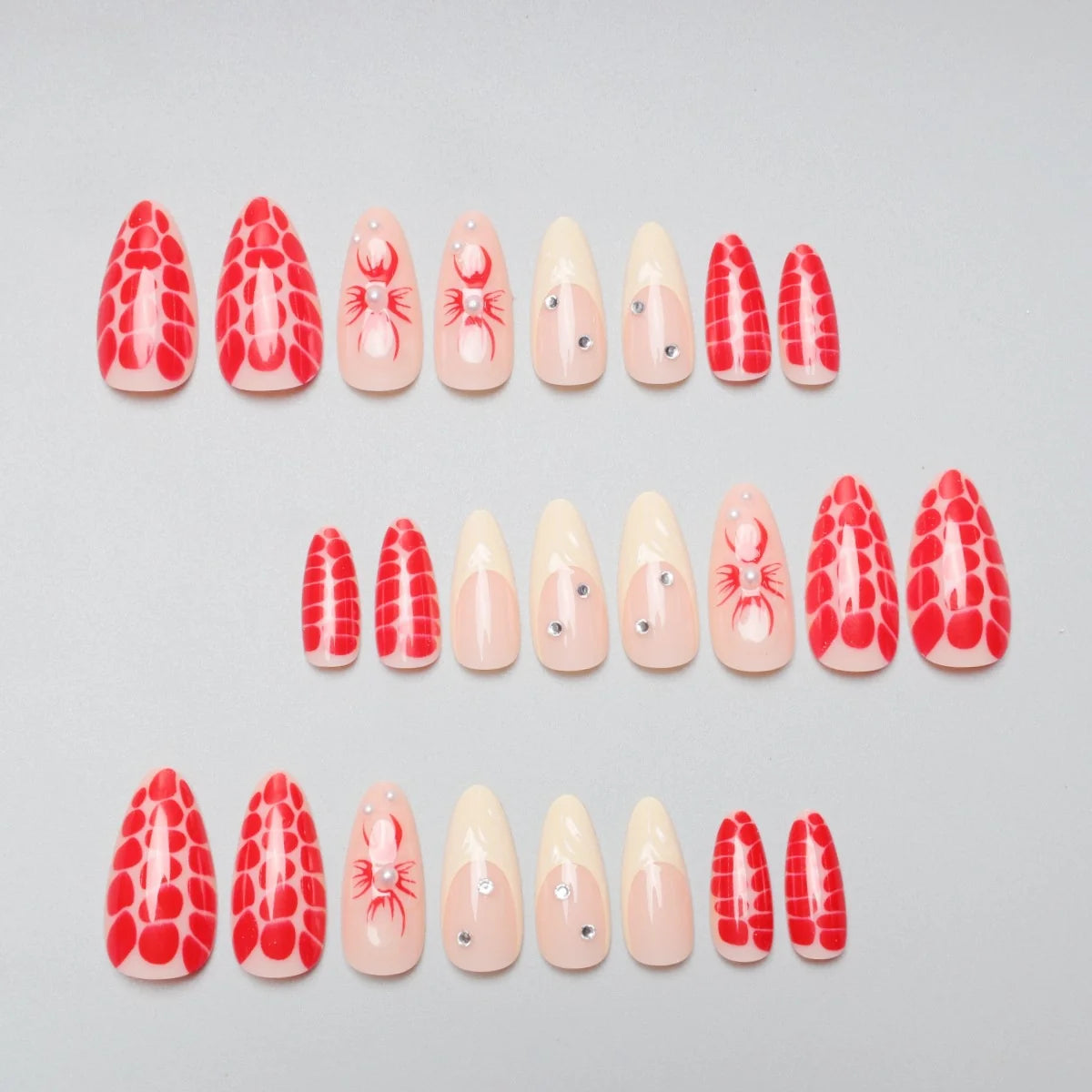 Stiletto Nail Extensions Floral & Textured Press-On Set