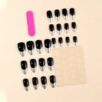 Stiletto Nail Extensions Glossy Black Metallic Tips Lightweight