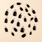 Stiletto Nail Extensions Glossy Black Metallic Tips Lightweight