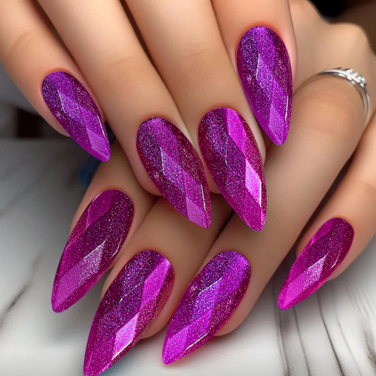 Stiletto Nail Extensions Glossy Chip-Resistant Easy-Apply Kit