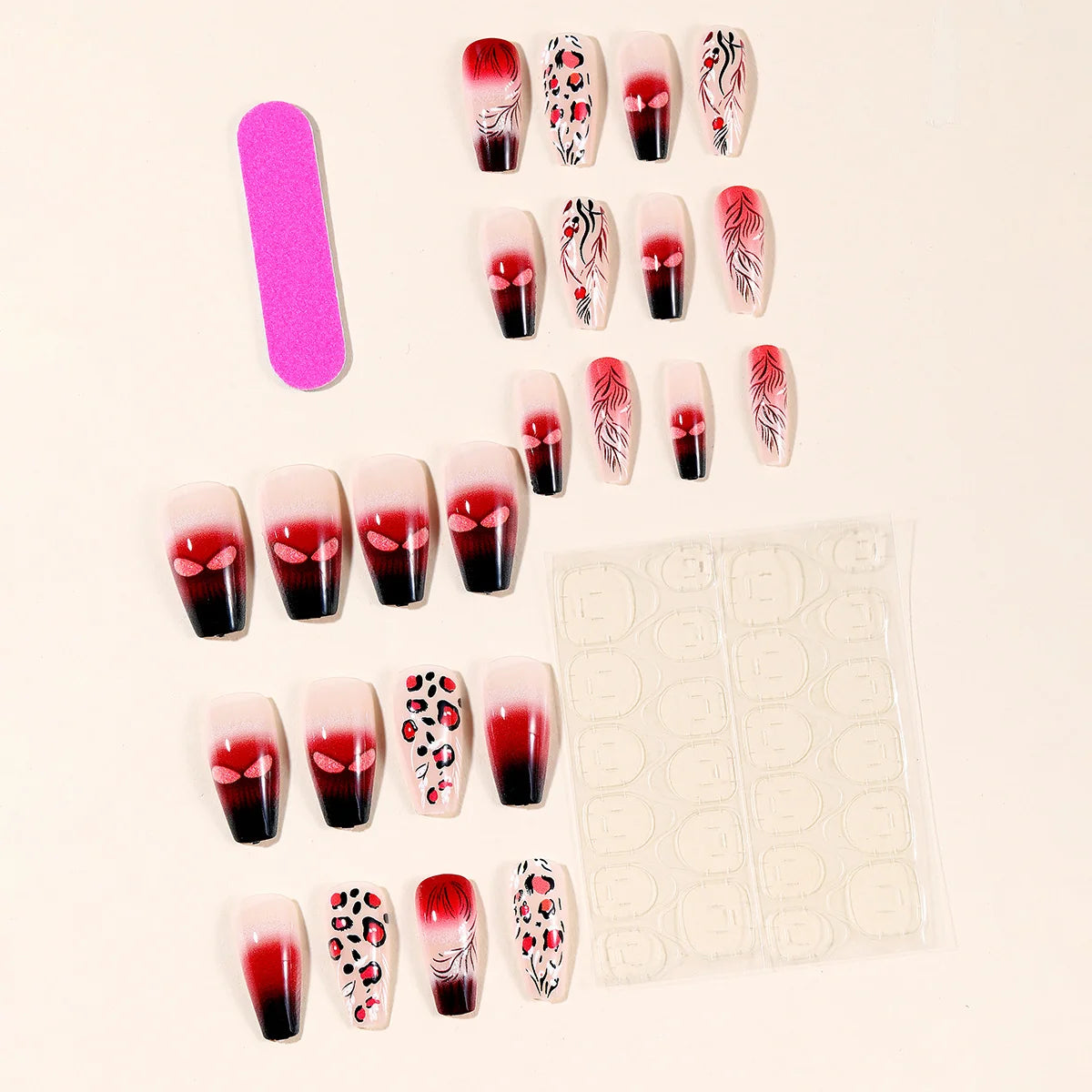 Stiletto Nail Extensions Long Acrylic Floral & Ombre