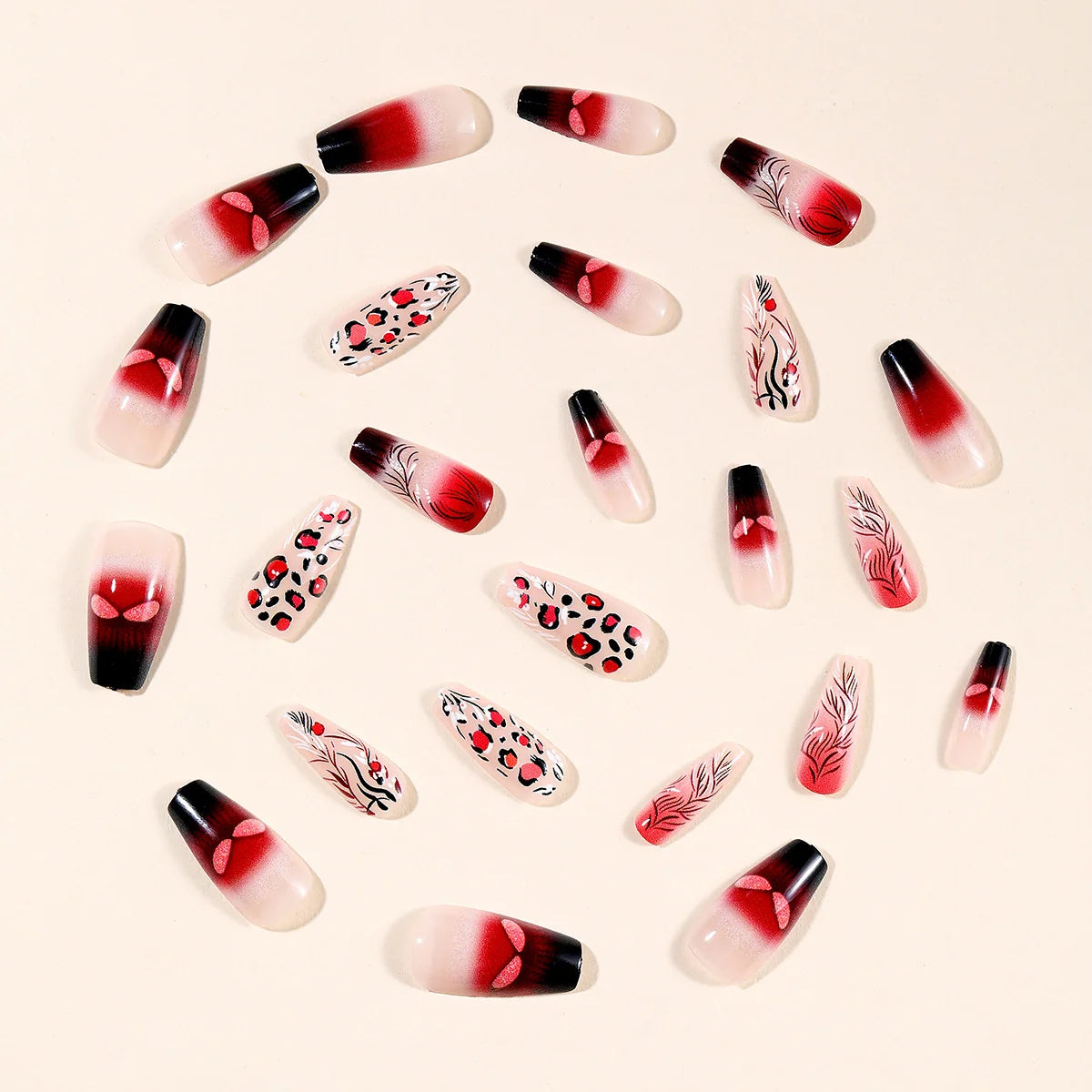 Stiletto Nail Extensions Long Acrylic Floral & Ombre