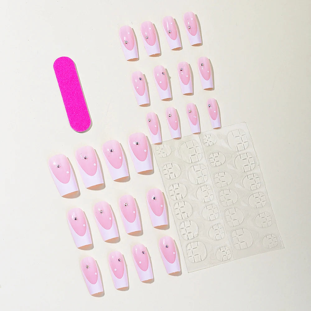 Stiletto Nail Extensions Pink Ombre Glossy Reusable