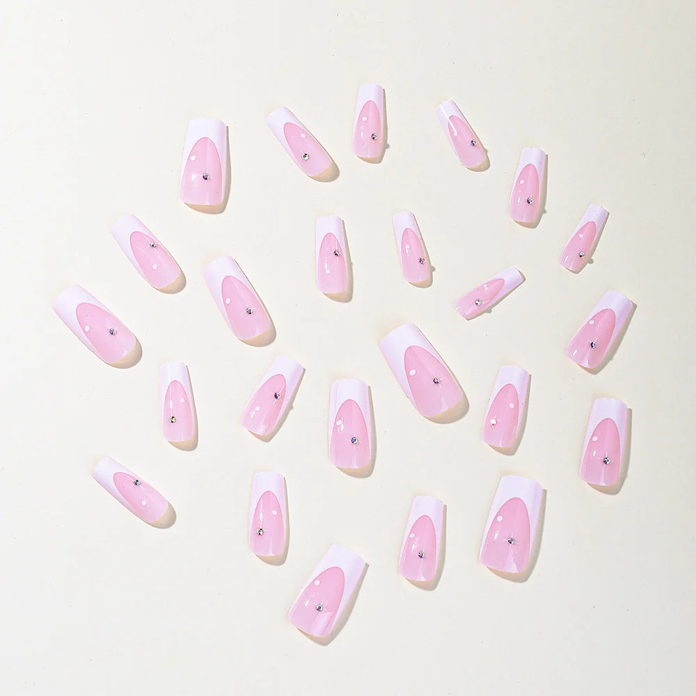 Stiletto Nail Extensions Pink Ombre Glossy Reusable