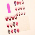 Stiletto Nail Extensions Red Floral Accent