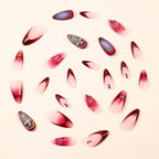 Stiletto Nail Extensions Red Floral Accent