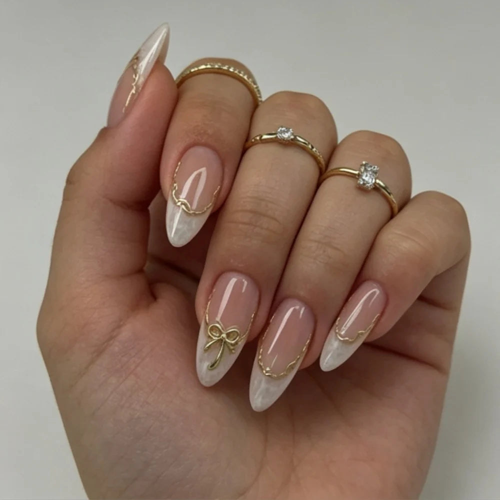 Stiletto Nail Set Bow-Embellished Reusable & Comfortable Fit