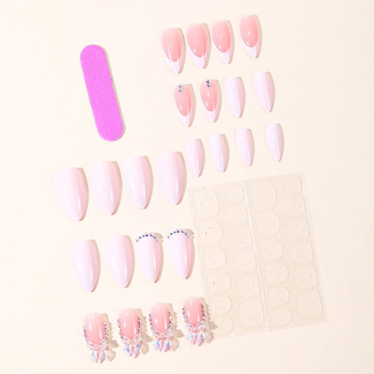 Stiletto Nail Set Gem Accented Acrylic Set of 180