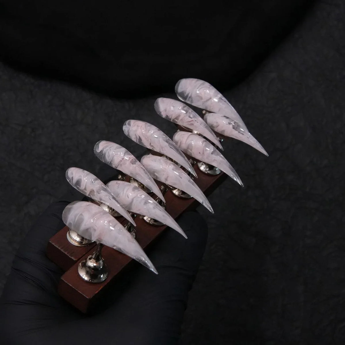 Stiletto Nail Set Marbled Effect Durable & Easy Application