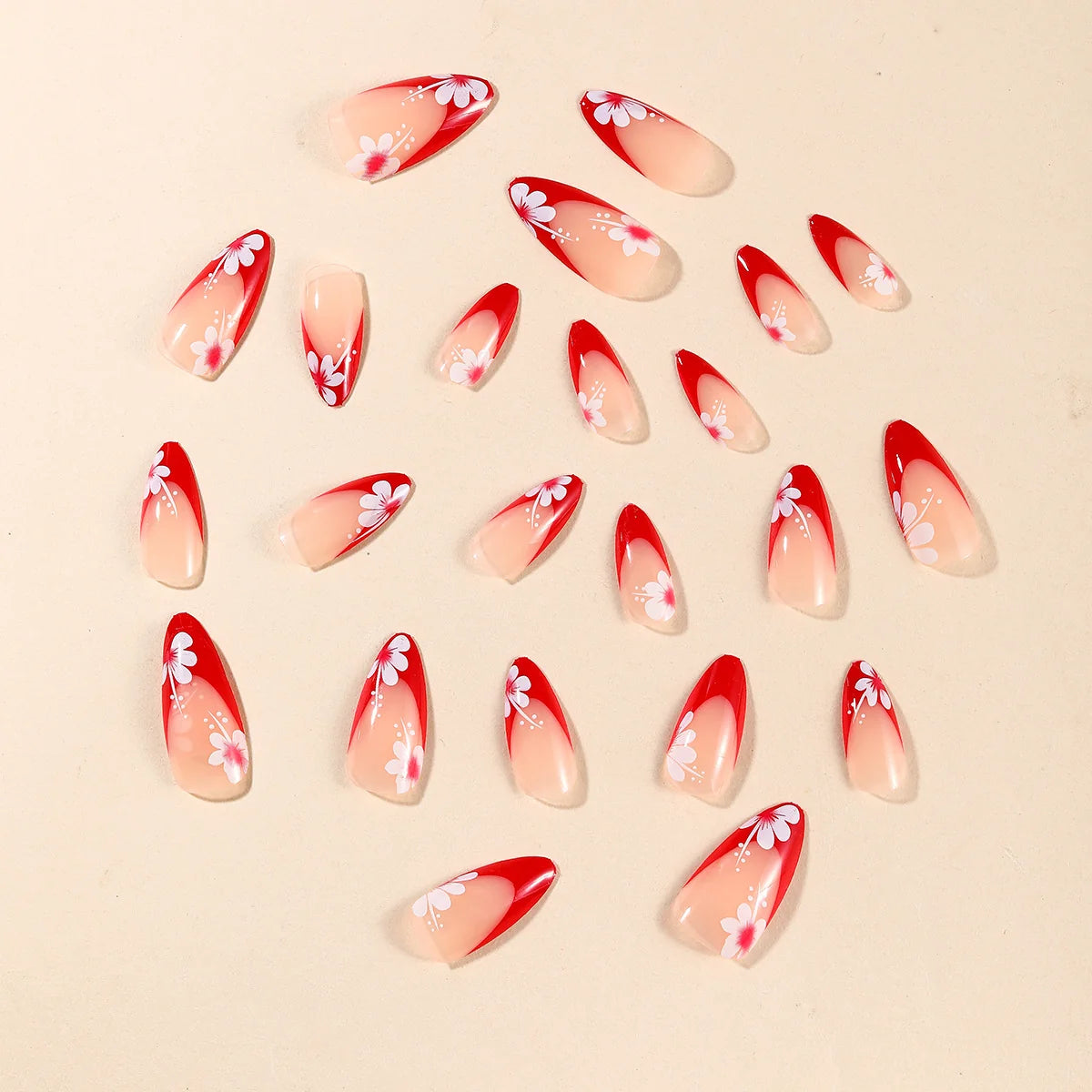 Stiletto Nail Set Premium Acrylic Floral Design