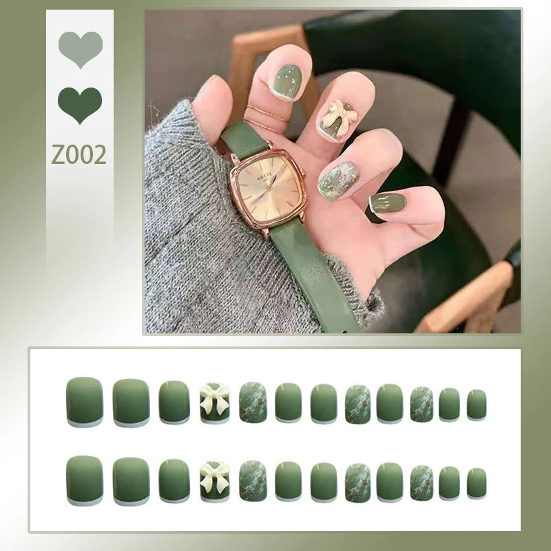 Stiletto Nail Tips Black Glitter & Crystal Glue-On
