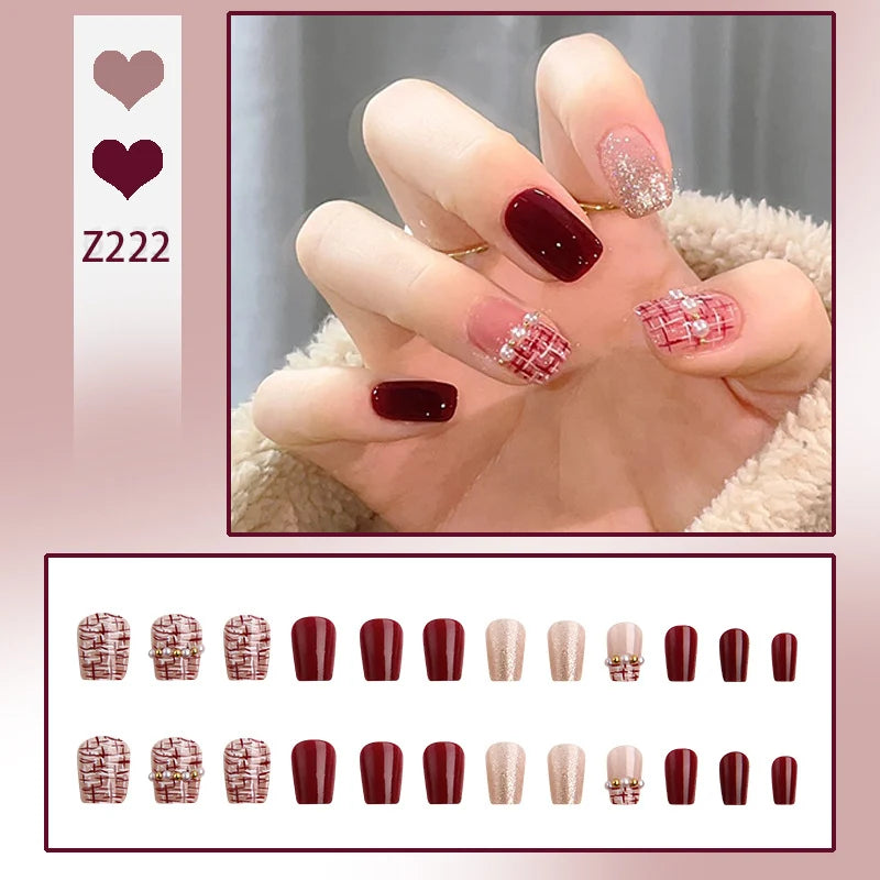 Stiletto Nail Tips Black Glitter & Crystal Glue-On
