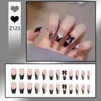 Stiletto Nail Tips Black Glitter & Crystal Glue-On