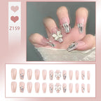 Stiletto Nail Tips Black Glitter & Crystal Glue-On