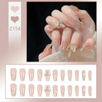 Stiletto Nail Tips Black Glitter & Crystal Glue-On