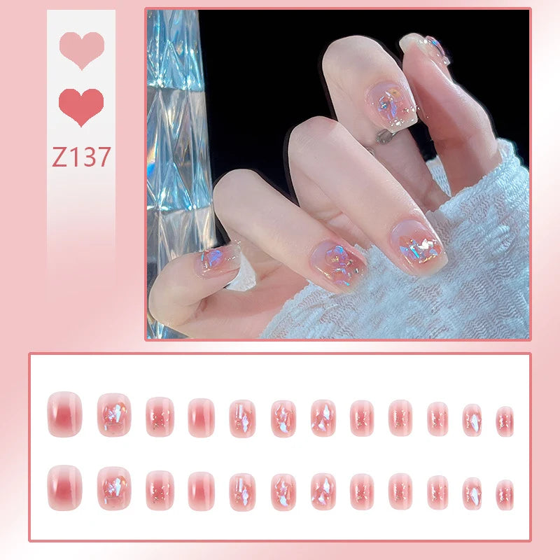 Stiletto Nail Tips Black Glitter & Crystal Glue-On