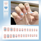 Stiletto Nail Tips Black Glitter & Crystal Glue-On