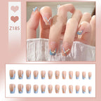 Stiletto Nail Tips Black Glitter & Crystal Glue-On