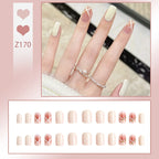 Stiletto Nail Tips Black Glitter & Crystal Glue-On