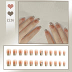 Stiletto Nail Tips Black Glitter & Crystal Glue-On