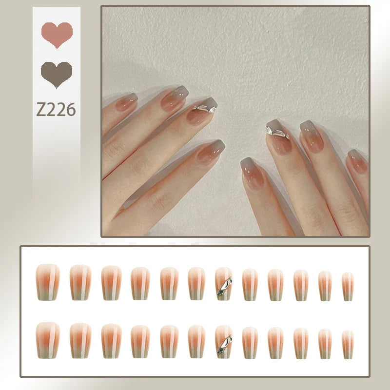 Stiletto Nail Tips Black Glitter & Crystal Glue-On