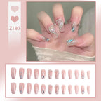 Stiletto Nail Tips Black Glitter & Crystal Glue-On