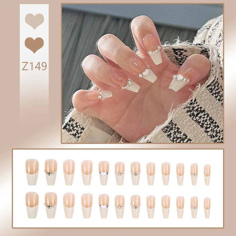 Stiletto Nail Tips Black Glitter & Crystal Glue-On