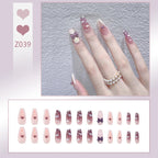 Stiletto Nail Tips Black Glitter & Crystal Glue-On