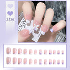 Stiletto Nail Tips Black Glitter & Crystal Glue-On