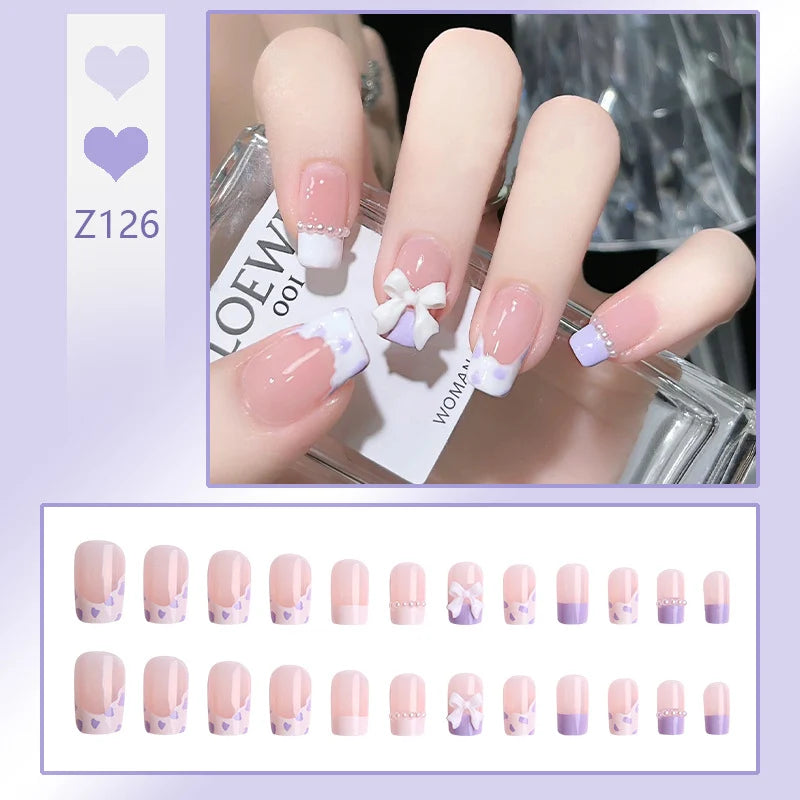 Stiletto Nail Tips Black Glitter & Crystal Glue-On