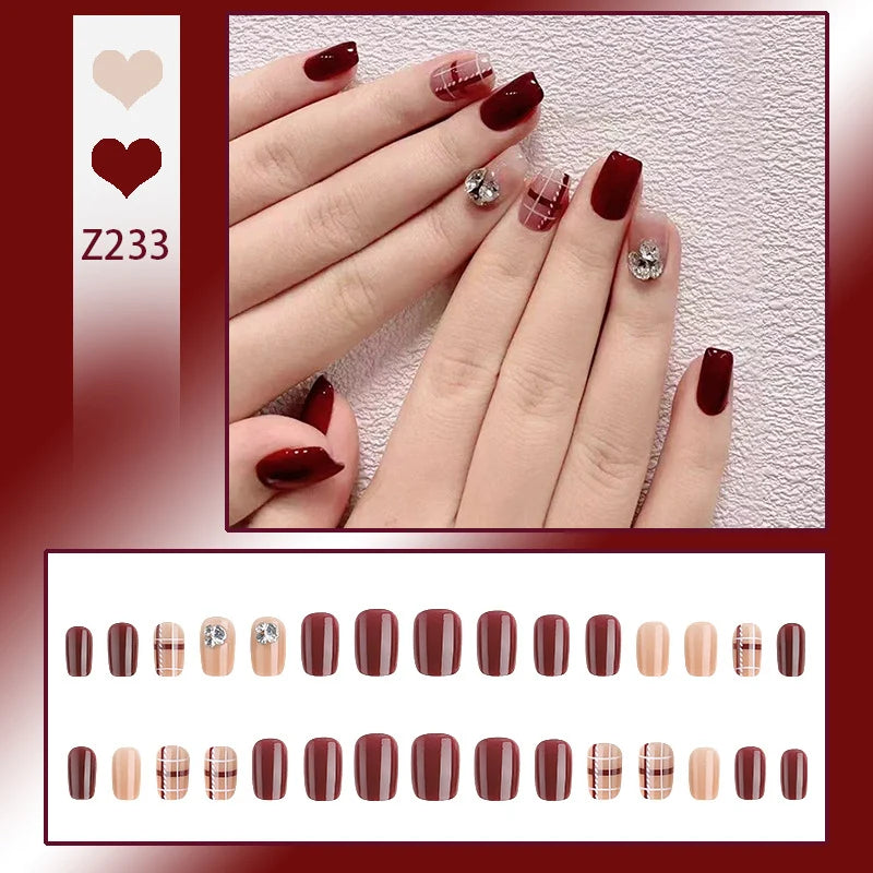 Stiletto Nail Tips Black Glitter & Crystal Glue-On