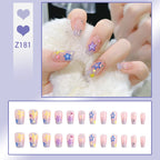 Stiletto Nail Tips Black Glitter & Crystal Glue-On