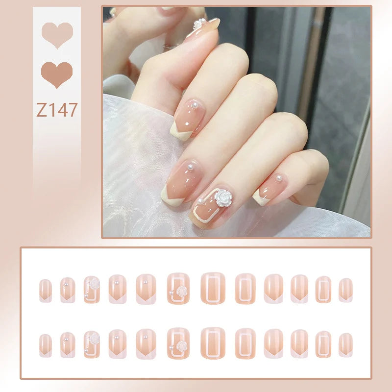 Stiletto Nail Tips Black Glitter & Crystal Glue-On