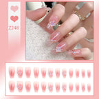 Stiletto Nail Tips Black Glitter & Crystal Glue-On