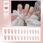 Stiletto Nail Tips Black Glitter & Crystal Glue-On