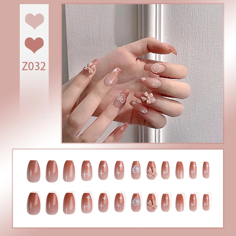 Stiletto Nail Tips Black Glitter & Crystal Glue-On