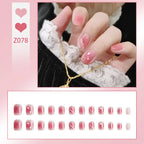 Stiletto Nail Tips Black Glitter & Crystal Glue-On