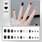 Stiletto Nail Tips Black Glitter & Crystal Glue-On