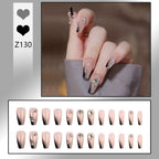 Stiletto Nail Tips Black Glitter & Crystal Glue-On