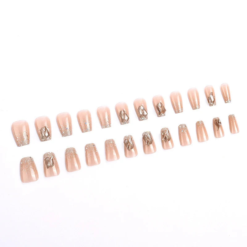 Stiletto Nail Tips Black Glitter & Crystal Glue-On