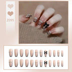 Stiletto Nail Tips Black Glitter & Crystal Glue-On