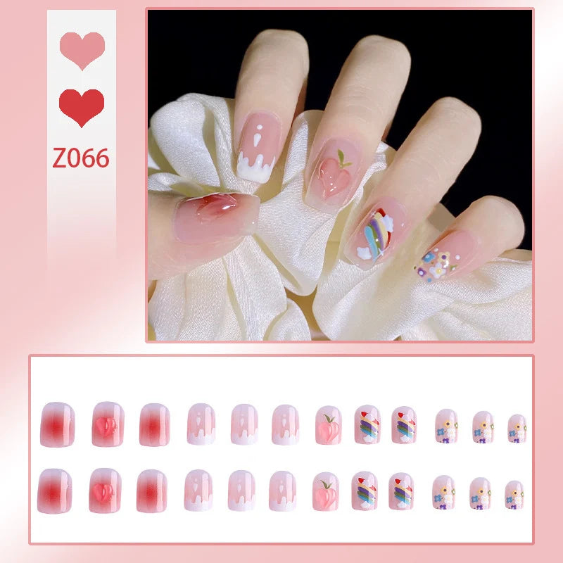 Stiletto Nail Tips Black Glitter & Crystal Glue-On
