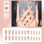 Stiletto Nail Tips Black Glitter & Crystal Glue-On