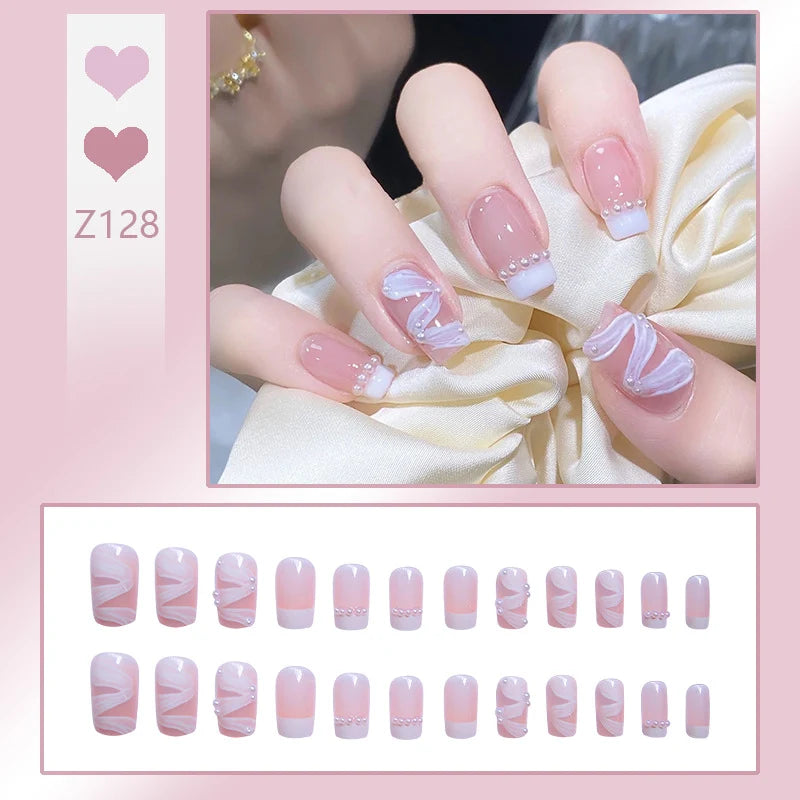 Stiletto Nail Tips Black Glitter & Crystal Glue-On
