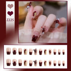Stiletto Nail Tips Black Glitter & Crystal Glue-On