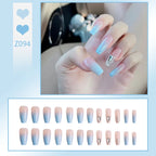 Stiletto Nail Tips Black Glitter & Crystal Glue-On