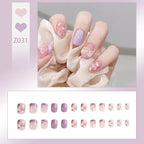 Stiletto Nail Tips Black Glitter & Crystal Glue-On