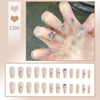 Stiletto Nail Tips Black Glitter & Crystal Glue-On