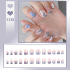 Stiletto Nail Tips Black Glitter & Crystal Glue-On